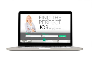 Responsive device displaying job search website 