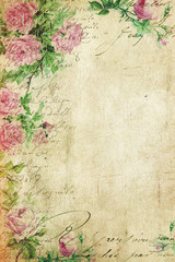 Vintage Background - Floral Illustration - Old Paper Texture - Wedding Invitation