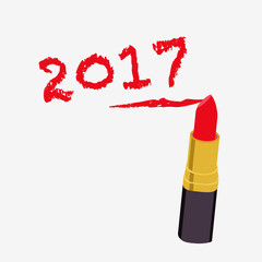 Red lipstick isolated on white background