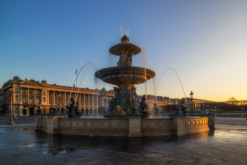 Fototapeta na wymiar Fountain at Place de la Concord in Paris France