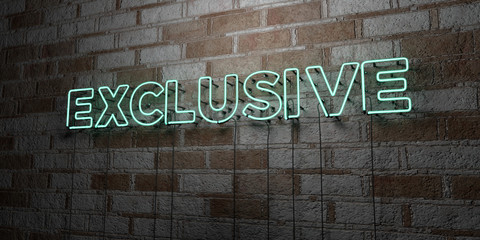 EXCLUSIVE - Glowing Neon Sign on stonework wall - 3D rendered royalty free stock illustration.  Can be used for online banner ads and direct mailers..