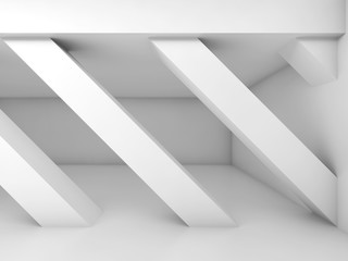 Abstract white 3d room with diagonal columns