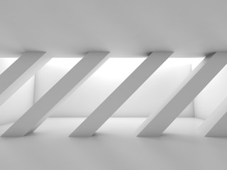 Abstract white empty room with diagonal columns