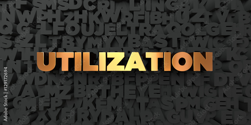 Fototapete utilization - gold text on black background - 3d rendered royalty free stock picture. this image can