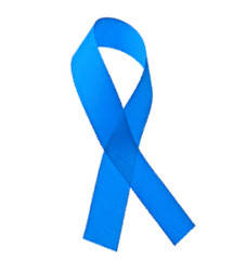 Awareness blue ribbon isolated on white background