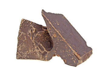 Chocolate pieces isolated on white background