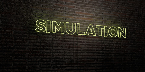 SIMULATION -Realistic Neon Sign on Brick Wall background - 3D rendered royalty free stock image. Can be used for online banner ads and direct mailers..