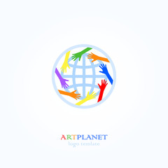 Art Planet, Hans on Planet, Bright Illustration, Creative Logo