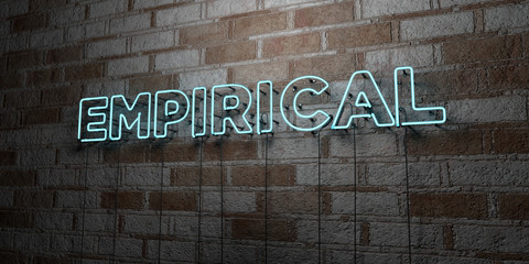 EMPIRICAL - Glowing Neon Sign on stonework wall - 3D rendered royalty free stock illustration.  Can be used for online banner ads and direct mailers..