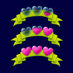 Cartoon game XP rating icons,