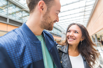 Multiracial couple together in the city