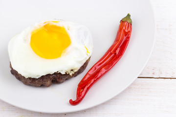 Steak with fried egg