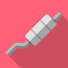 Colorful car exhaust pipe muffler icon in modern flat style with long shadow.