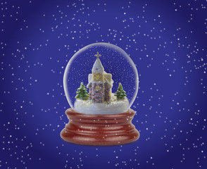 Christmas snow ball or glass globe. Can be used as a Christmas or a New Year gift or symbol.