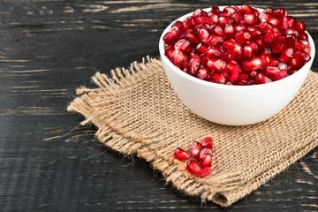 Grains pomegranate in bowl