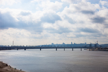Petrivskiy railroad bridge in Kyiv across the Dnieper