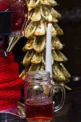 alcoholic punch at the Christmas party with the red scarf