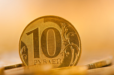 10 rubles coin, close up