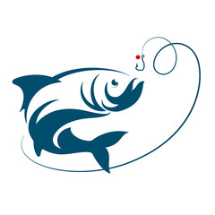 Fish jumping for bait hook
