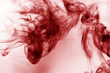 Toxic fumes movement on a white background..Red smoke movement o