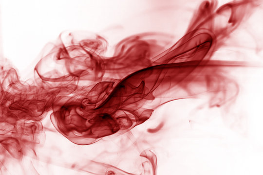 Toxic Fumes Movement On A White Background..Red Smoke Movement O