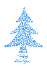 Christmas tree drawn by snowflakes