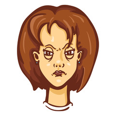 Vector Cartoon Female Character Emotion. Angry Woman