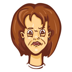 Vector Cartoon Female Character Emotion. Confused Woman