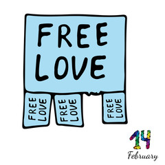 Isolated blue announcing free love