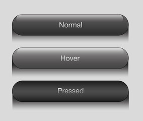 Normal And Hover Glass  Web Buttons Vector Isolated Set 