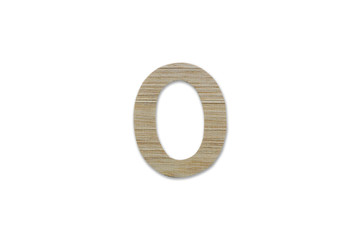 english alphabet O made from wood isolated on white background