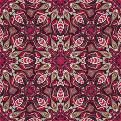 Ornate floral seamless texture, endless pattern with vintage mandala elements.