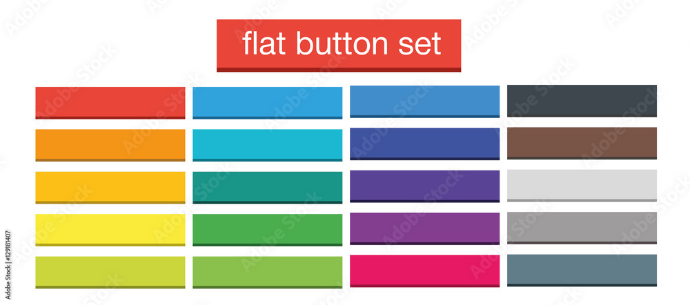 Wall mural flat web buttons set vector isolated material design