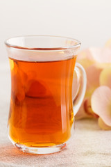 Glass cup of rooibos tea
