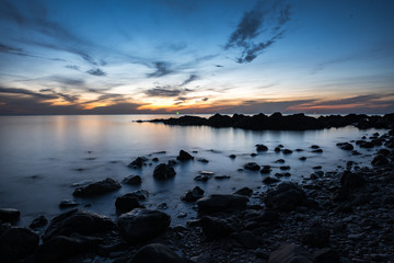 Peaceful seacoast at sunrise.