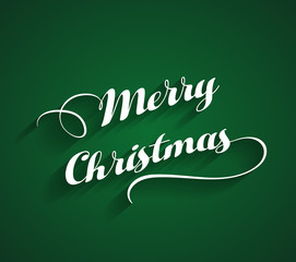 Merry Christmas greeting card, Merry Christmas white letters on green