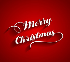 Merry Christmas greeting card, Merry Christmas white letters on red