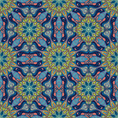 Ornate floral seamless texture, endless pattern with vintage mandala elements.