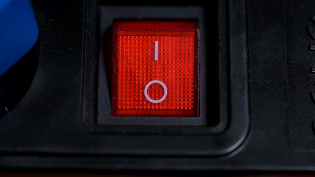 Power buttons and lights switch off and on. Super close up macro.