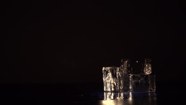 Burning ice pyramide in the dark