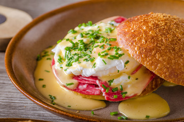 Egg benedict with hollandaise sauce