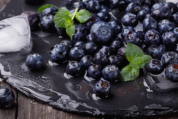 Blueberries on slate Board