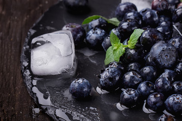 Blueberries on slate Board