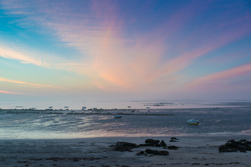 Obraz premium Morgenhimmel über dem Meer, Brignogan-Plages, Bretagne, Frankreich