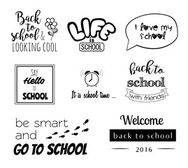 Vector school stickers, logos with calligraphy elements