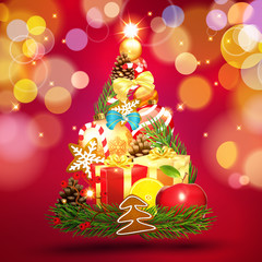 Christmas Tree. Christmas greeting card..