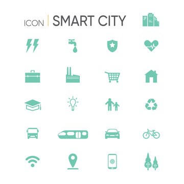 smart city icon set isolated on white background