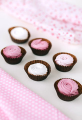natural pink marshmallow closeup isolates on white