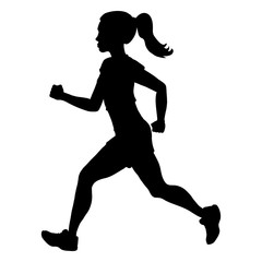Fototapeta na wymiar Vector Silhouette of Running Young Woman