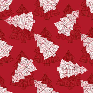 Seamless pattern with the image of a Christmas tree